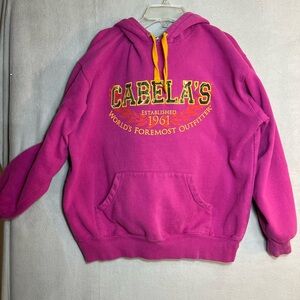 Cabela's Magenta with Camo Hoodie with Yellow Accents